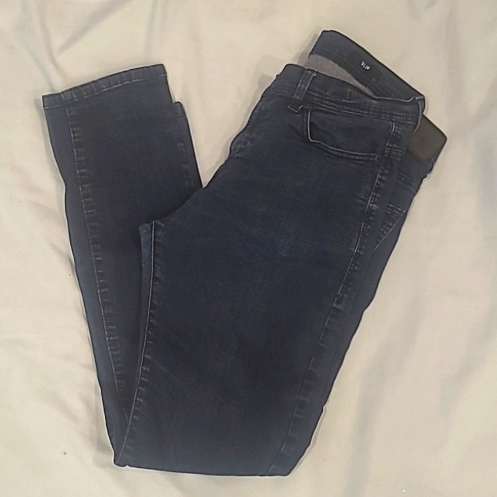 ROHM mens denim slim jeans dark blue sz 36x30